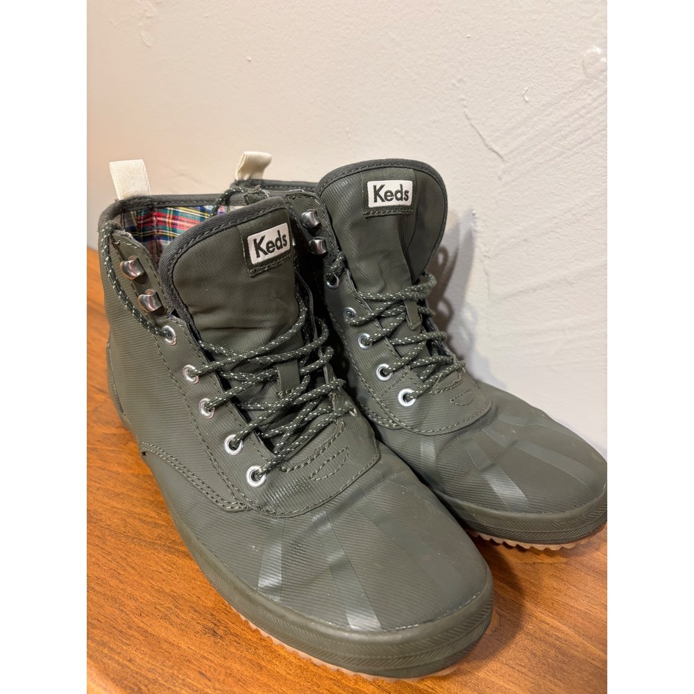 Keds Scout Boot II Green Water Resistant Plaid Lined Ankle Boot WF60188 8.5